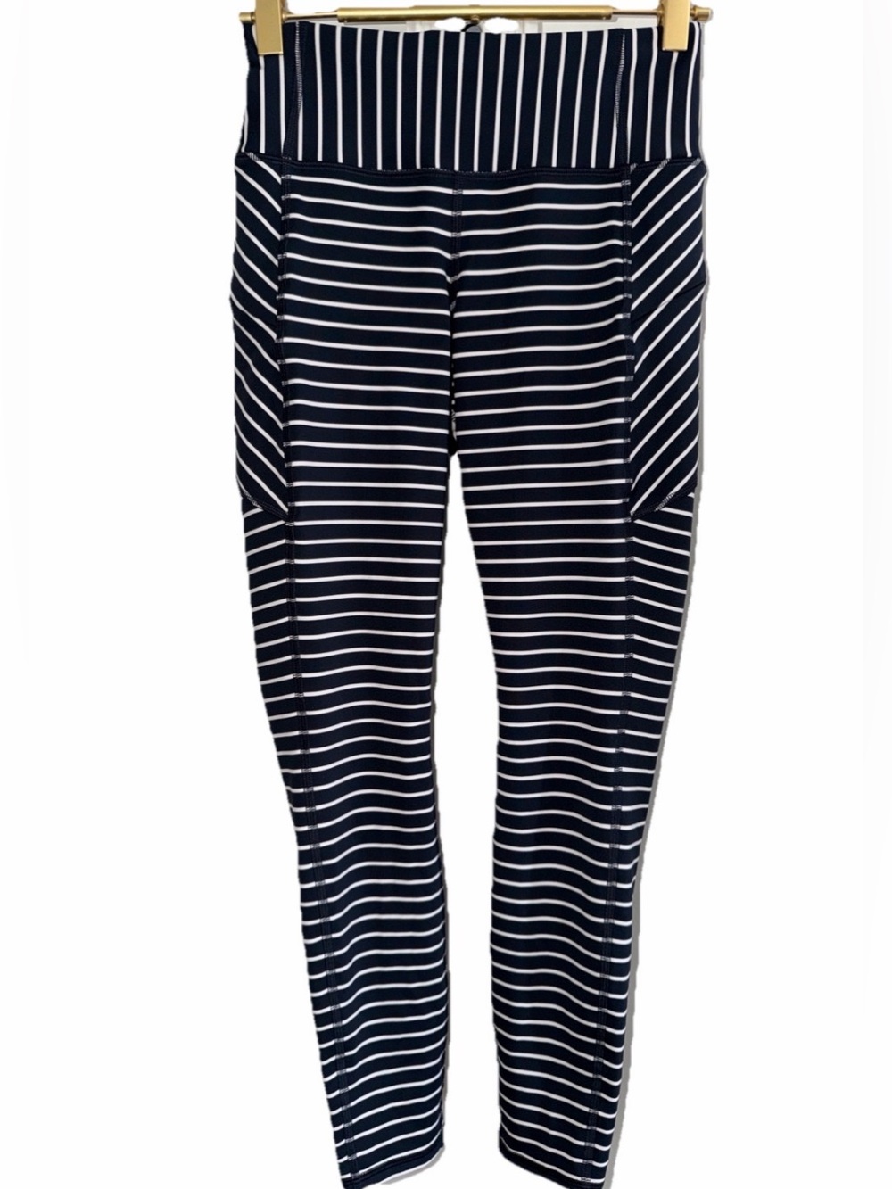 Athleta Navy Blue Striped Activewear Leggings Sz. XS